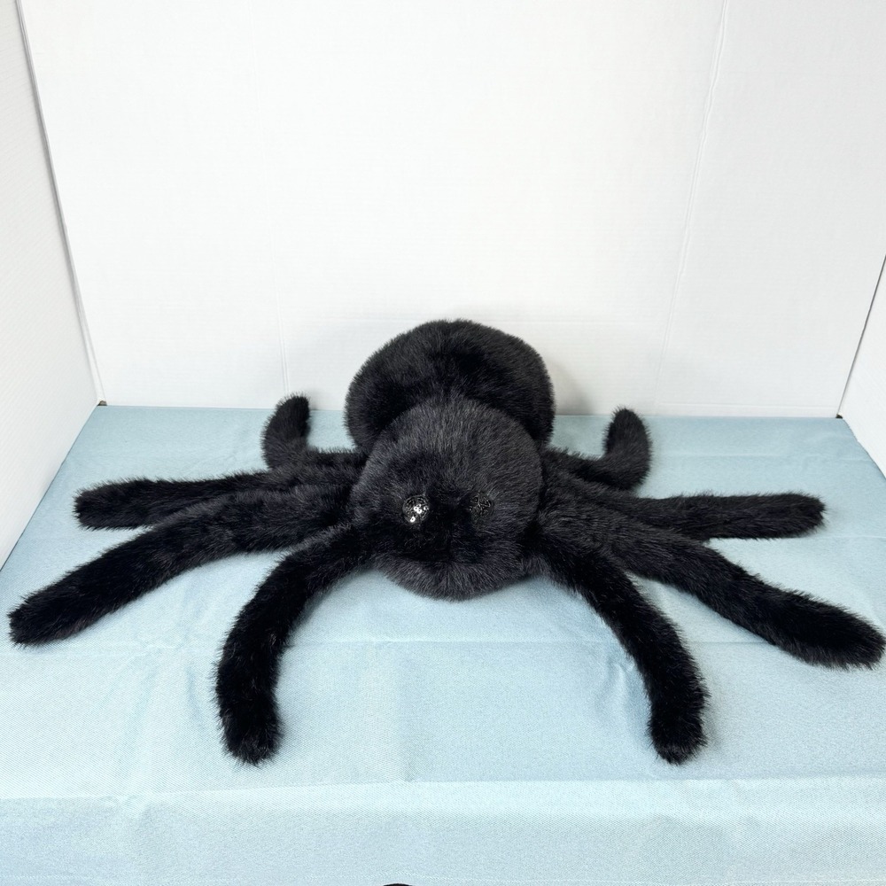 Cynthia Rowley Curious Black Spider Shaped Pillow Faux Fur Plush Halloween Decor